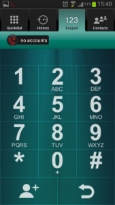 Obraz przedstawiający ekran z klawiaturą numeryczną w aplikacji Acrobits Softphone.