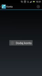 Obraz przedstawiający ekran aplikacji z przyciskiem Dodaj konto