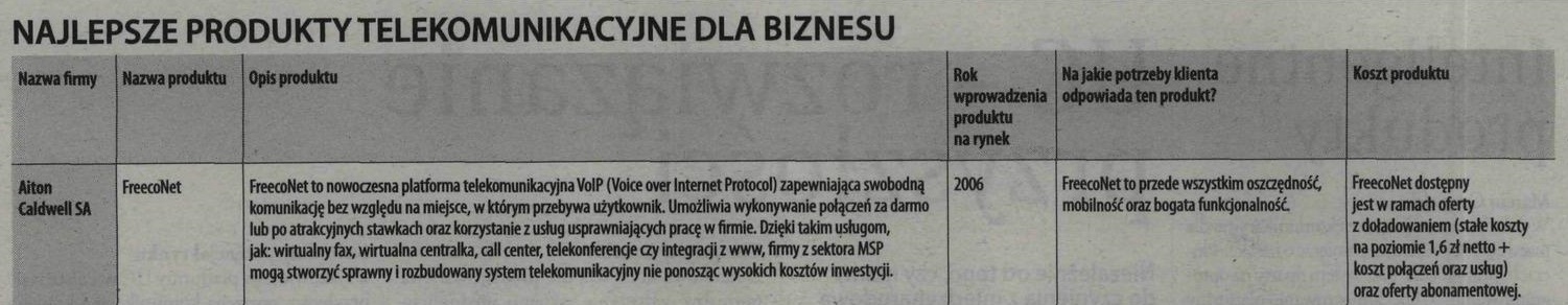 Wycinek gazety: wyróżnienie FCN przez Gazetę Finansową