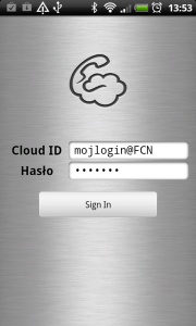 Obraz przedstawiający ekran logowania do aplikacji Cloud Softphone.