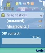 Obraz przedstawiający ekran dodawania kontaktu SIP w aplikacji Fring.