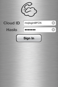 Obraz przedstawiający ekran logowania do aplikacji Cloud Softphone.