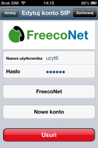 Obraz przedstawiający ekran logowania w aplikacji Cloud Softphone połączonej z platformą FCN.