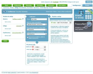 Obraz przedstawiający stronę konfiguracji usługi Call center w panelu FCN. Z prawej strony w sekcji Wyjście z usługi jest opcja Dodaj konsultanta.